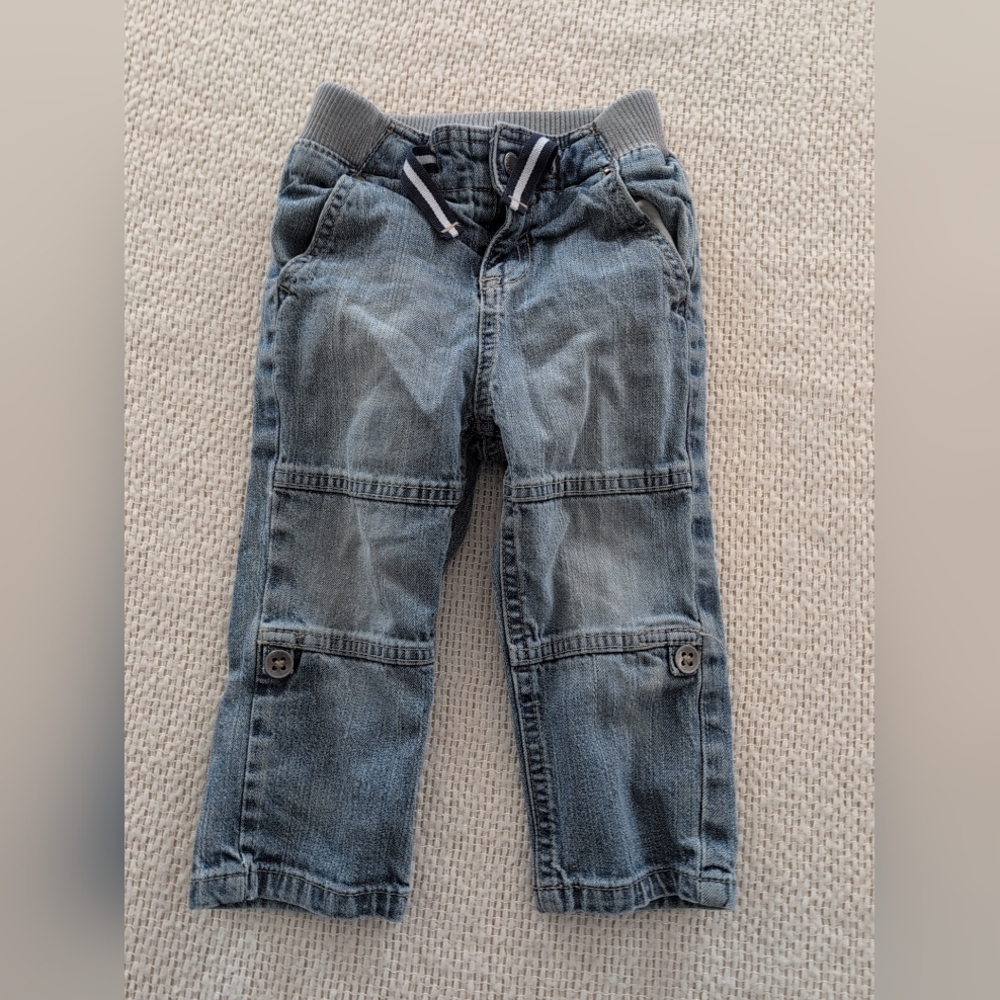 Genuine Kids from OshKosh Jeans 18M Blue Patched Buttons Snap Pockets Rivets